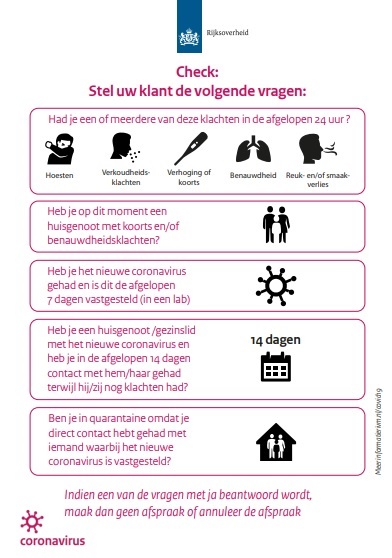 Maatregelen rondom bestrijding Corona virus - Vergaderruimte Nijmegen